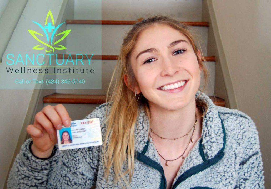 shannon holding her medical marijuana card