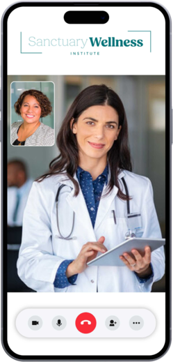 Video conference weight loss doctor on mobile device